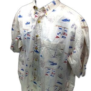Bimimi Bay Outfitters Nautical Themed Casual Button Down Shirt Men's XL. Cotton.